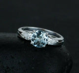 2.2ct Round Cut Blue Aquamarine Bridal Set Engagement Ring 14k White Gold Finish