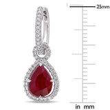 5Ct Pear Cut Pink Ruby Diamond Halo Elegant Drop Earrings 14K White Gold Finish