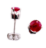 1Ct Round Cut Pink Ruby Classic Solitaire Stud Earrings 14K White Gold Finish