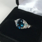 1.3ct Oval Cut London Blue Topaz Women Engagement Ring 14k White Gold Finish