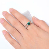 1ct Engagement Ring Heart Cut Green Emerald Split Shank 14k White Gold Finish