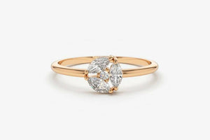 0.4ct Engagement Ring Marquise Diamond Cluster Minimalist 14k Rose Gold Finish