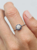 2ct Round Cut Diamond Engagement Ring 14k White Gold Finish Blue Sapphire Floral