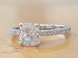 1.9ct Cushion Cut Diamond Accents Solitaire Engagement Ring 14k WhiteGold Finish