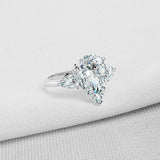 3ct Pear Cut VVS1D Diamond Engagement Ring Solitaire Trilogy 14k White Gold Over