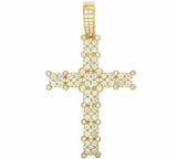 2ct Round Cut VVS1D Diamond Pendant Cluster Cross 14k YellowGold Finish NO CHAIN