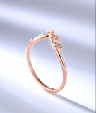 0.7ct Round Cut Diamond Wedding Band Leaf Petals Minimalist 14k Rose Gold Finish