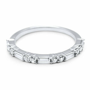 1.2ct Baguette Cut Diamond Stackable Half Eternity Band 14k White Gold Finish