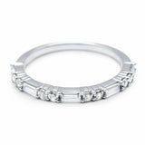 1.2ct Baguette Cut Diamond Stackable Half Eternity Band 14k White Gold Finish