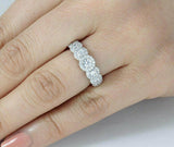 5Ct Round Cut Diamond Seven Stone Halo Engagement Ring 14K White Gold Finish