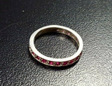 1ct Round Cut Pink Ruby 3/4 Eternity Wedding Ring Band 14k White Gold Finish