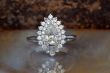 Halo Vintage Promise Engagement Ring 1ct Pear Cut Diamond 14k White Gold Finish