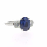 2.2ct Oval Cut Blue Sapphire Engagement Ring Five Stone 14k White Gold Finish