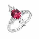 2ct Oval Cut Pink Ruby Engagement Ring Split Shank Stylish 14k White Gold Finish