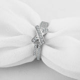 2ct Round Cut Diamond Engagement Ring Dual Shank Cross Ribbon 14k WhiteGold Over