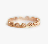 Filigree Vintage Milgrain Wedding Band Ring 14k Rose Gold Finish