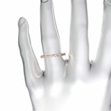 Dainty Twisted Rope Wedding Band 0.15ct Round Cut Diamond 14k Rose Gold Finish