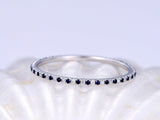 1ct Round Cut Alternate Blue Sapphire Diamond Eternity Band 14k White Gold Over