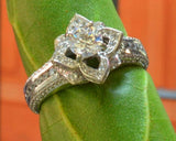 5Ct Round Cut DVVS1 Diamond Floral Inspired Engagement Ring 14K White Gold Over