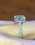 1.5ct Cushion Cut Diamond Accents Solitaire Engagement Ring 14k WhiteGold Finish