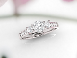 1.7ct Round Cut Diamond Engagement Ring 18k White Gold Finish Trilogy Solitaire