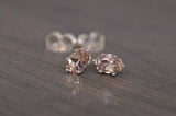 0.5ct Oval Cut Champagne Morganite Classic Stud Earring 14k Rose Gold Finish