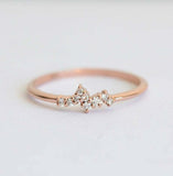 0.9ct Round Cut Diamond Engagement Ring 14k Rose Gold Finish Cluster Minimalist