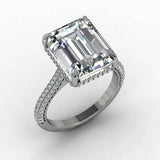 3.2ct Emerald Cut Diamond Accents Solitaire Proposal Ring 14k White Gold Finish