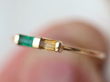 1ct Engagement Ring Baguette Cut Green Emerald Minimalist 14k Yellow Gold Finish