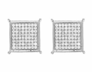 1.4ct Round Cut VVS1D Diamond Square Cluster Stud Earrings 14k White Gold Finish