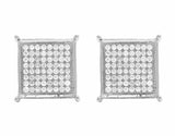 1.4ct Round Cut VVS1D Diamond Square Cluster Stud Earrings 14k White Gold Finish