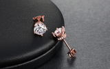 1.2ct Round Cut Diamond Crown Unique Design Stud Earrings 14k Rose Gold Finish