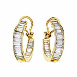 4ct Baguette Cut VVS1D Diamond Swirl Design Hoop Earrings 14k Yellow Gold Finish