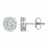 2Ct Round Cut Diamond Elegant Cluster Stud Earrings Women 14K White Gold Finish