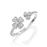 1.3ct Round Cut VVS1D Diamond Engagement Ring Flower Open 14k White Gold Finish