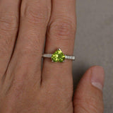 2.5ct Heart Cut Green Peridot Solitaire Women Engagement Ring 14k WhiteGold Over