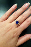 1.5ct Engagement Ring Oval Cut Blue Sapphire Solitaire 14k White Gold Finish