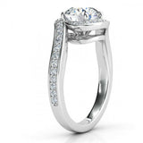 2.5ct Round Cut VVS1D Diamond Swirl Halo Engagement Ring 14k White Gold Finish