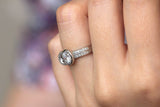 Knot Engagement Ring 0.8ct Round Brilliant Cut Diamond 14k White Gold Finish