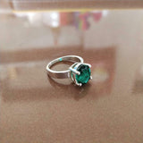 2ct Engagement Ring Round Cut Green Emerald Solitaire Women 14k WhiteGold Finish