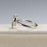 Bow Knot Ribbon Engagement Ring 2.2ct Baguette Cut Diamond 14k White Gold Finish