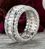 6Ct Baguette Round Diamond Cocktail Eternity Wedding Band 14K White Gold Finish