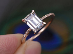 1ct Emerald Cut Diamond Engagement Ring 14k Rose Gold Finish Classic Solitaire