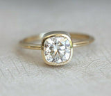 1ct Cushion Cut Diamond Engagement Ring 14k Yellow Gold Finish Unique Trio Set