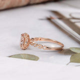 1.5ct Oval Cut Peach Morganite Round Accents Engagement Ring 14k Rose Gold Over