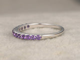 1.6ct Round Cut Purple Amethyst Wedding Band Half Eternity 14k White Gold Finish