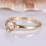 1ct Round Cut Peach Morganite Solitaire Engagement Ring 14k Yellow Gold Finish