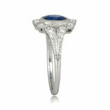 2ct Cushion Cut Blue Sapphire Engagement Ring 18k White Gold Finish Split Shank