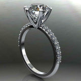 Hidden Halo Engagement Ring 1.5ct Round Cut VVS1D Diamond 14k White Gold Finish