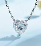 1ct Heart Cut Simulated Diamond Solitaire Pendant Chain 14k White Gold Plated